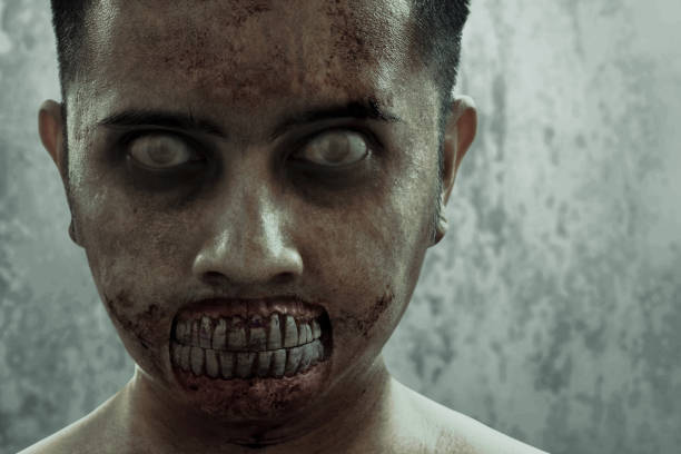 beängstigend zombie-mann, halloween-thema - apocalypse date stock-fotos und bilder