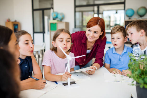 istock A group of small school kids with teacher in class learning about environment. 1173363523