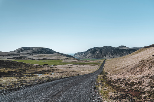 Gravel road through Iceland.