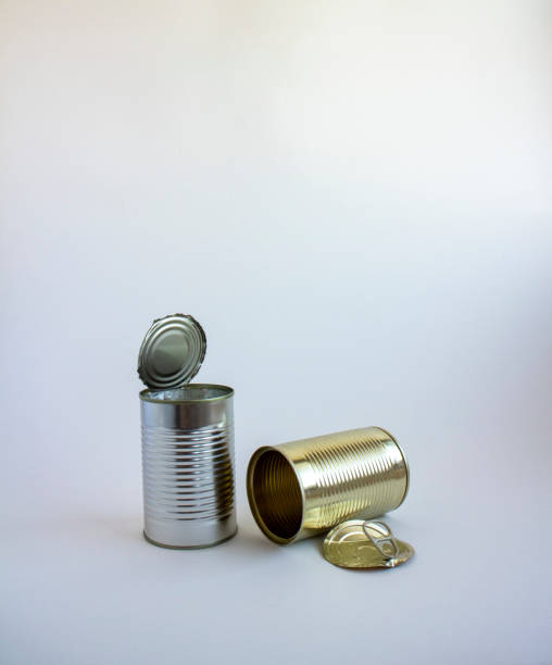 istock two empty cans standing and lying, at the center 1173364465