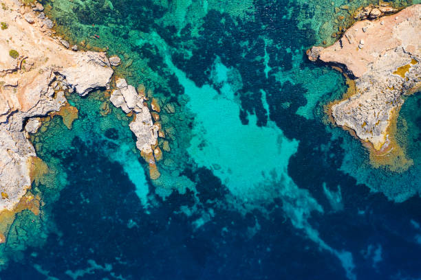 Aereal view of a paradise beach in Ibiza
