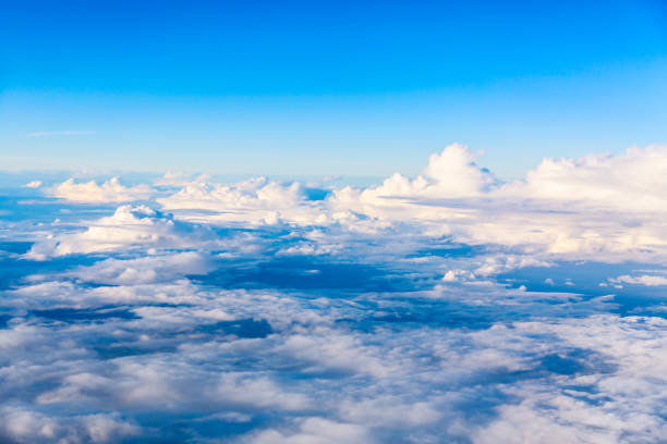 istock Beautiful above sky panoramic view from airplane. Skyline background panorama. 1173366853