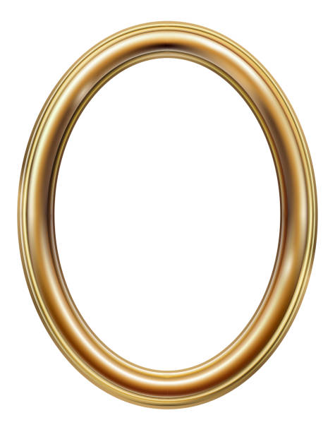 ovaler klassischer goldener bilderrahmen - round mirror stock-grafiken, -clipart, -cartoons und -symbole