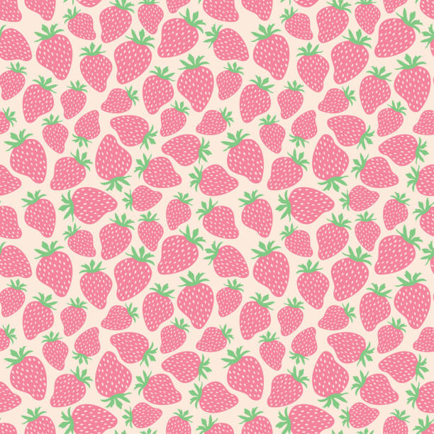 małe truskawkowe bezszwowe tło owocowe - arrangement backgrounds pink beauty in nature stock illustrations