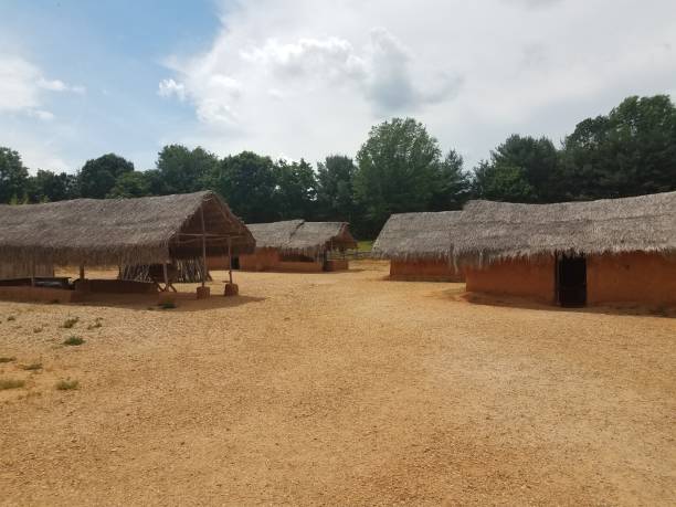 istock pebbles and dirt and clay buildings with straw roof 1173368797