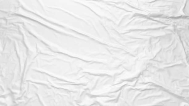 texture de tissu froissé blanc. modèle d'affiche de pâte. maquette de papier ou de tissu collé. - textile folded white nobody photos et images de collection