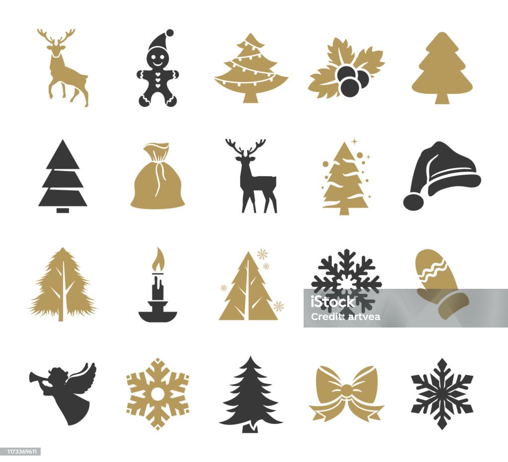 Vakantie icons set - Royalty-free Kerstmis vectorkunst