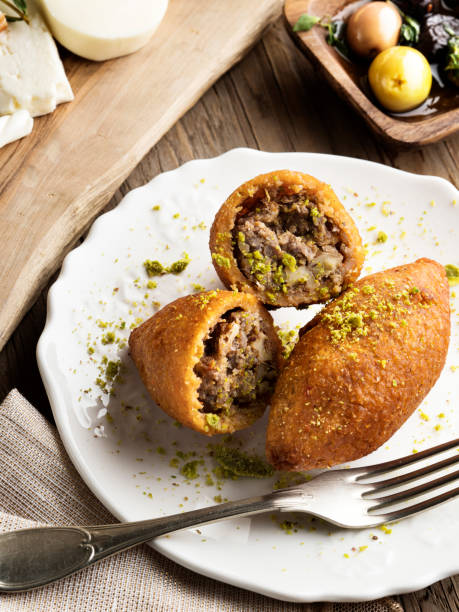 Kibbeh,stuffed meatballs,food,falafel Jordan - Middle East, Lebanon - Country, Syria, Asia, Middle East,fork,Food and Drink,Lebanon - Country, stuffed meatballs,falafel gaziantep province stock pictures, royalty-free photos & images