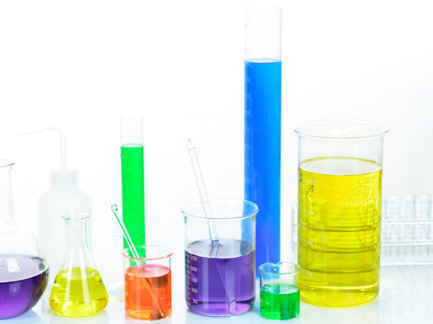 istock Laboratory glassware with colorful chemical reagent 1173375431