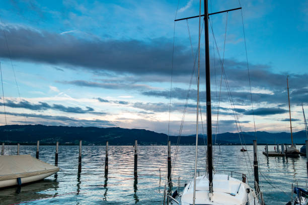 istock Sunset on Lake Bodensee with Clouds and Boats 1173377227