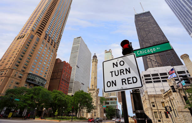 The Magnificent Mile, Water Tower and John Hancock Building The Magnificent Mile, Water Tower and John Hancock Building, Illinois, USA water tower chicago landmark stock pictures, royalty-free photos & images