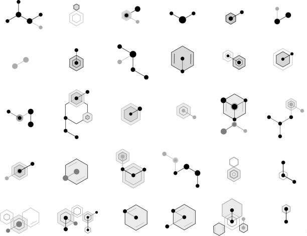 illustrazioni stock, clip art, cartoni animati e icone di tendenza di elementi di progettazione scientifica - medical research backgrounds laboratory chemistry class