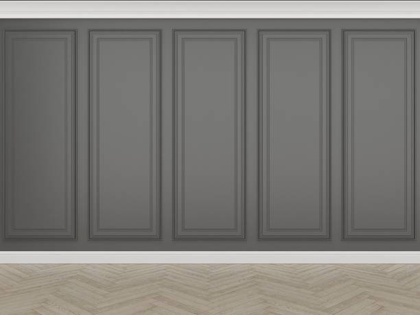 istock classic black wall with wood floor,3d render 1173383680