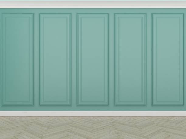 istock classic green wall with wood floor,3d render 1173383692