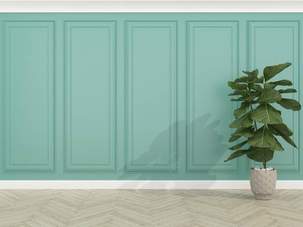 istock classic green wall with wood floo and fiddler,3d render 1173383719