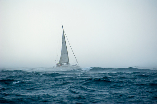 Sailing race in stormy weather