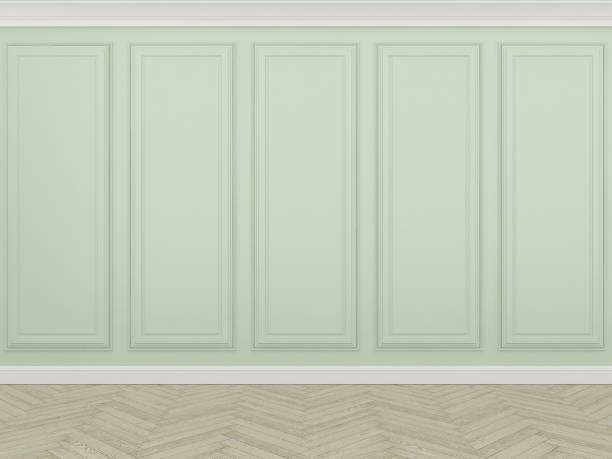 istock classic green wall with wood floor,3d render 1173396118