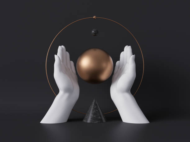istock 3d rendering, white decorative female mannequin hands isolated on black background, holding gold ball, body parts, luxury fashion concept, esoteric fortuneteller, sacred geometry, clean minimal design 1173397036
