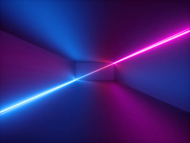istock 3d render, pink red blue neon light, abstract background with glowing lines, cyber space in virtual reality, night club room interior, fashion podium or stage, empty corridor in ultraviolet spectrum 1173398084