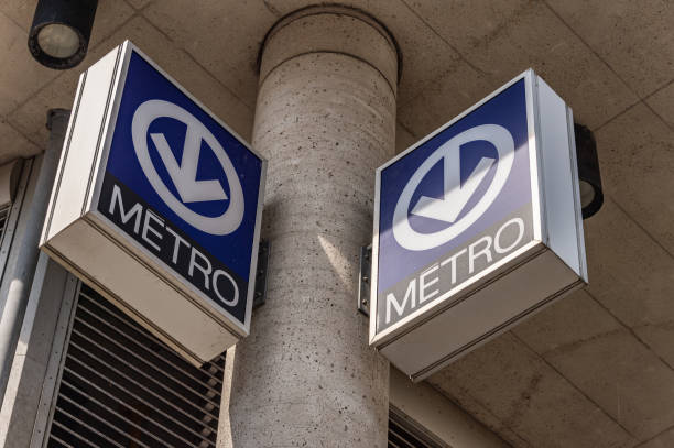 Montreal Metro STM signs at Berri subway station. Montreal, Canada - 03 September 2019: Montreal Metro STM signs at Berri subway station. montreal underground city stock pictures, royalty-free photos & images