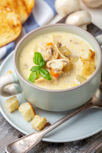 istock Chicken cream soup with cheese and mushrooms. 1173403211