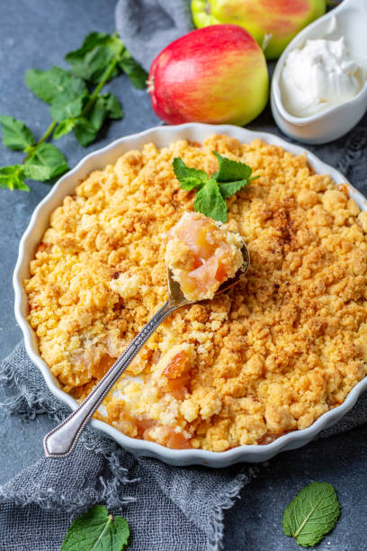 istock Homemade apple crumble with cinnamon. 1173403372