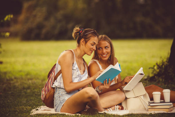 istock Two female friends sitting on a blanket in a park 1173407046