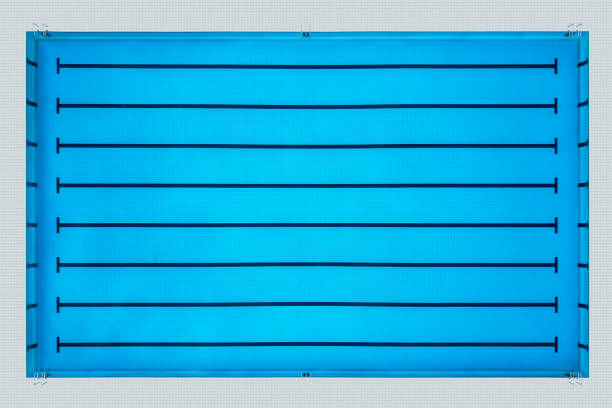 Aerial Top View Empty Swimming Pool, Swimming Pool Viewed From Above