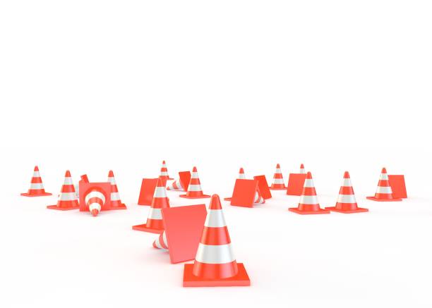 istock Orange traffic cones with white stripes 1173410305