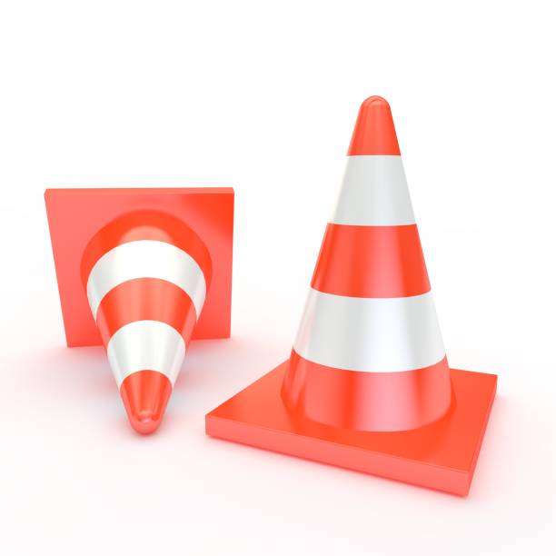 istock Orange traffic cones with white stripes 1173410357