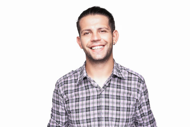 istock Portrait of a cheerful young man over white background. 1173410547