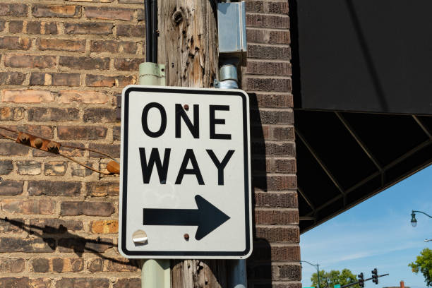 istock One way sign in a back alley.  Ottawa, Illinois. 1173413964