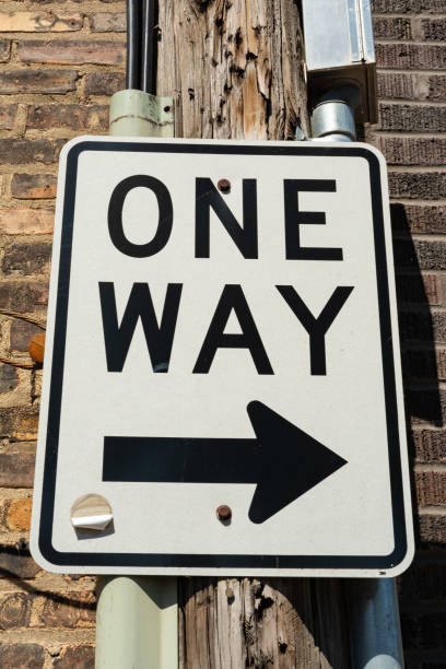 istock One way sign in a back alley.  Ottawa, Illinois. 1173414171