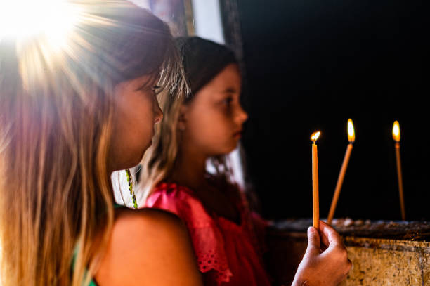 Two cute girls in the church