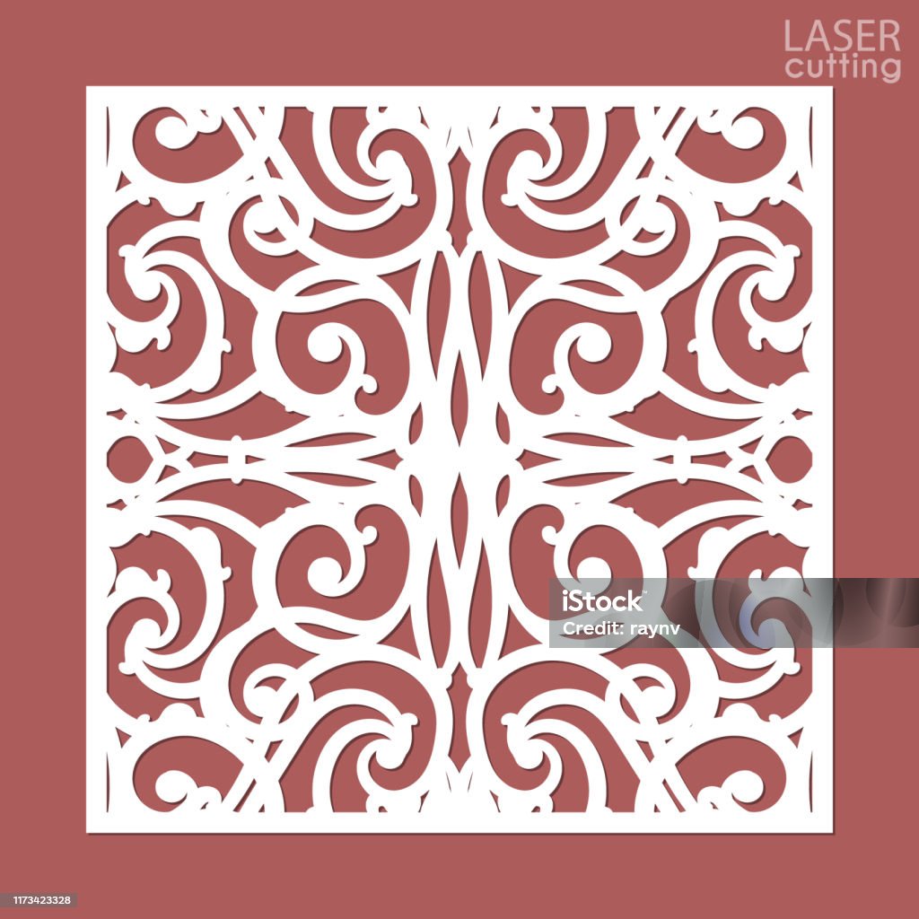Square Laser Vector Laser Cut Square Ornamental Panel With Pattern Template Of Wedding ...