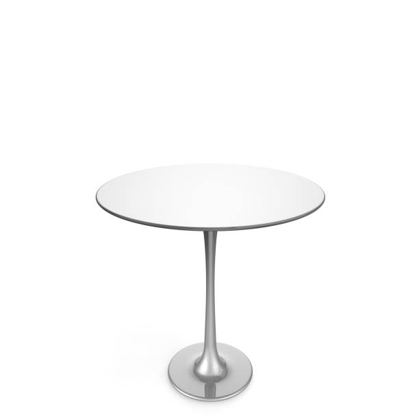 istock Table metal on a long leg. There is free space for your design. White isolated background 1173423996