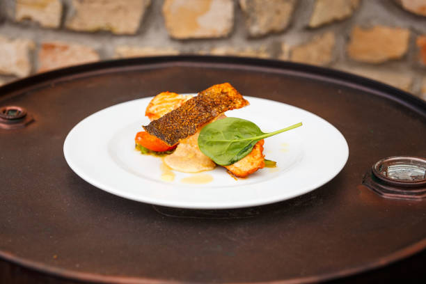 istock Salmon steak with creamy sauce and vegetables 1173425456