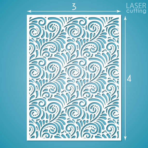 illustrations, cliparts, dessins animés et icônes de panneau ornemental découpé au laser avec motif. modèle d'invitation de mariage ou de carte de voeux. écran de fretwork de cabinet. conception en métal, sculpture sur bois. - swirl vector decoration stencil