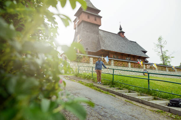 old wooden church in mountains in Poland.