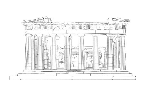 파르테논 - greek pantheon stock illustrations