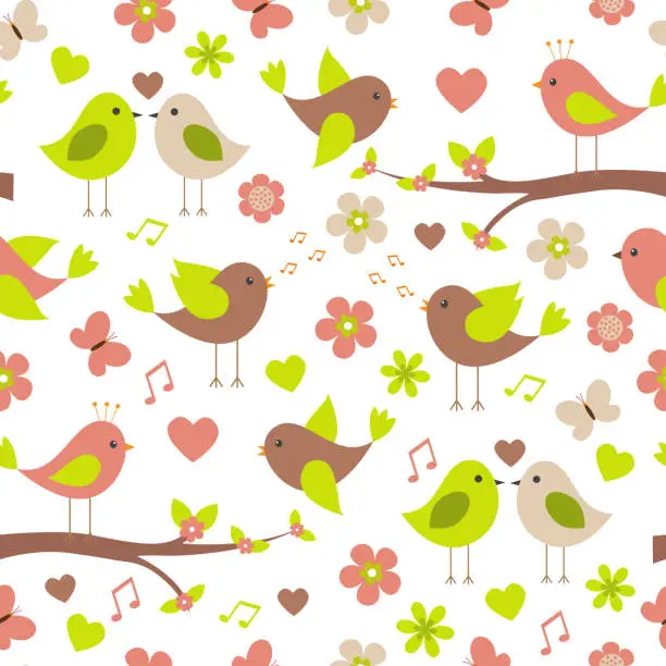 Vector illustration of Vector seamless texture on the spring theme.