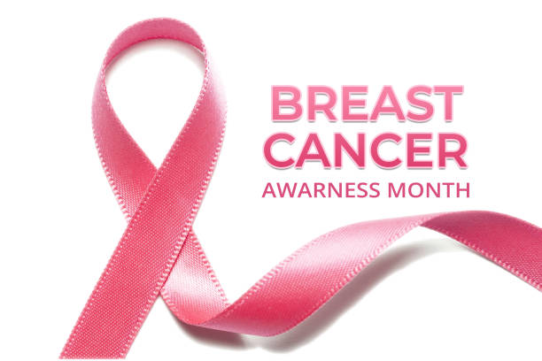 рак молочной железы розовая лента. - breast cancer pink ribbon alertness стоковые фото и изображения