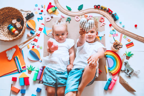 istock Kids draw and make crafts. Background for preschool and kindergarten or art classes. 1173451724
