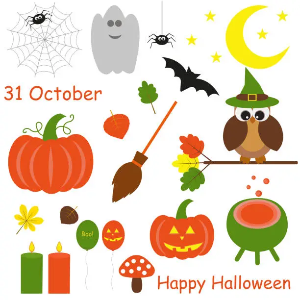 Vector illustration of Vector collection on theme of Halloween.