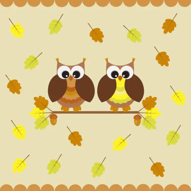 Vector illustration of Vector card with autumn theme.