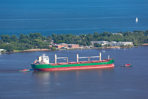 cargo ship arriving in Rosario , Argentina