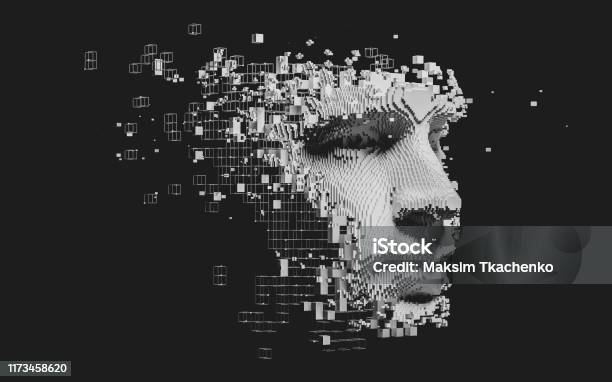 Abstract Digital Human Face Stock Photo - Download Image Now - Human Face, Technology, Digitally Generated Image