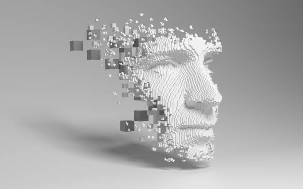 Abstract digital human face stock photo