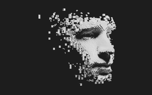 абстрактное цифровое человеческое лицо - cloud computer equipment technology pixelated стоковые фото и изображения