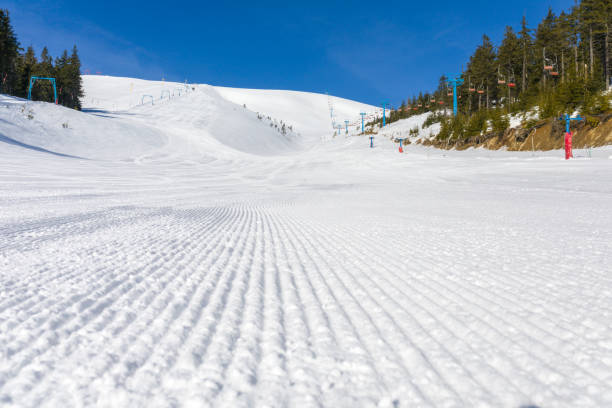 ski slope on dragobrat ski resort, ukraine - dragobrat imagens e fotografias de stock